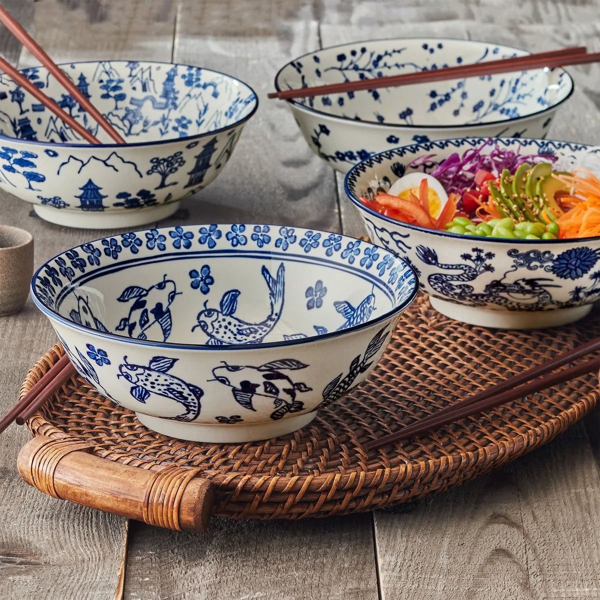 Maison Neuve 8-Piece Porcelain Bowl Set with Chopsticks – CHAP