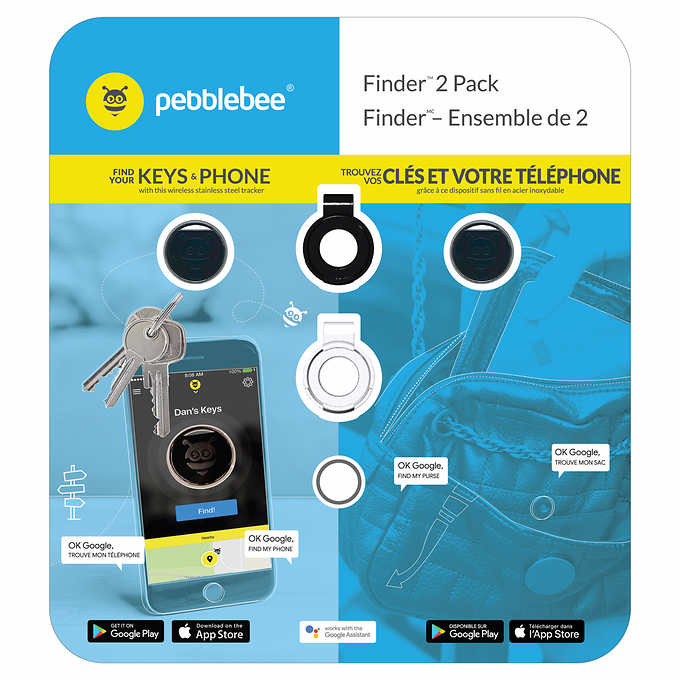 Pebblebee - Key Finder - Traqueur Bluetooth de 200 pieds - Paquet