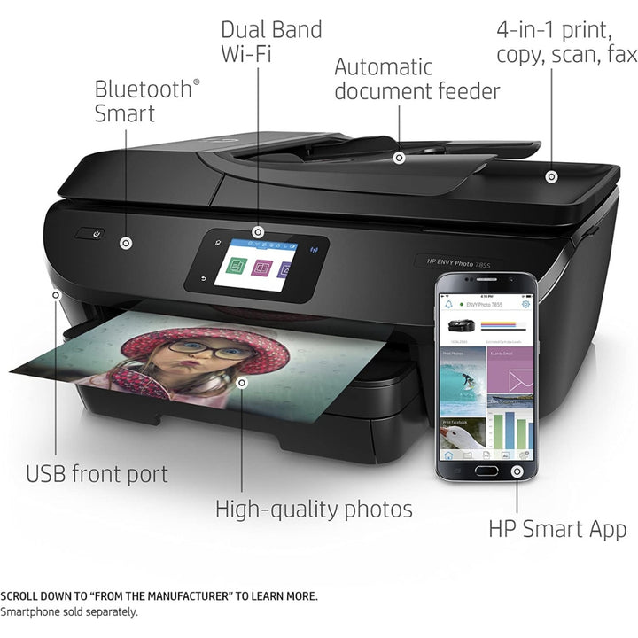 HP - Imprimante photo tout-en-un avec impression sans fil - K7R96A Envy Photo 7855