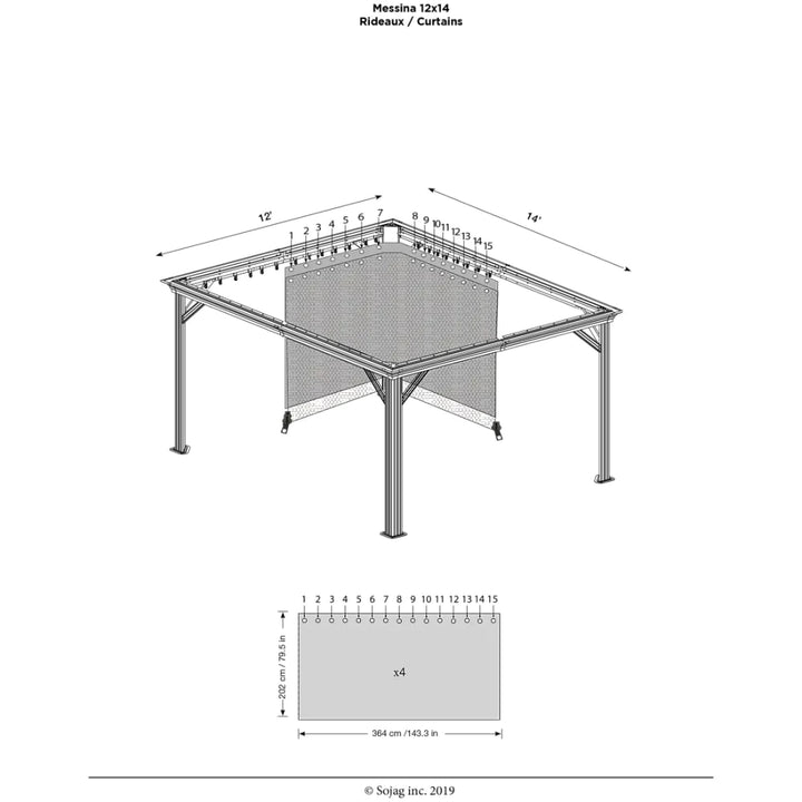 Sojag - Rideaux pour Monaco, Messine et Mykonos Gazebo