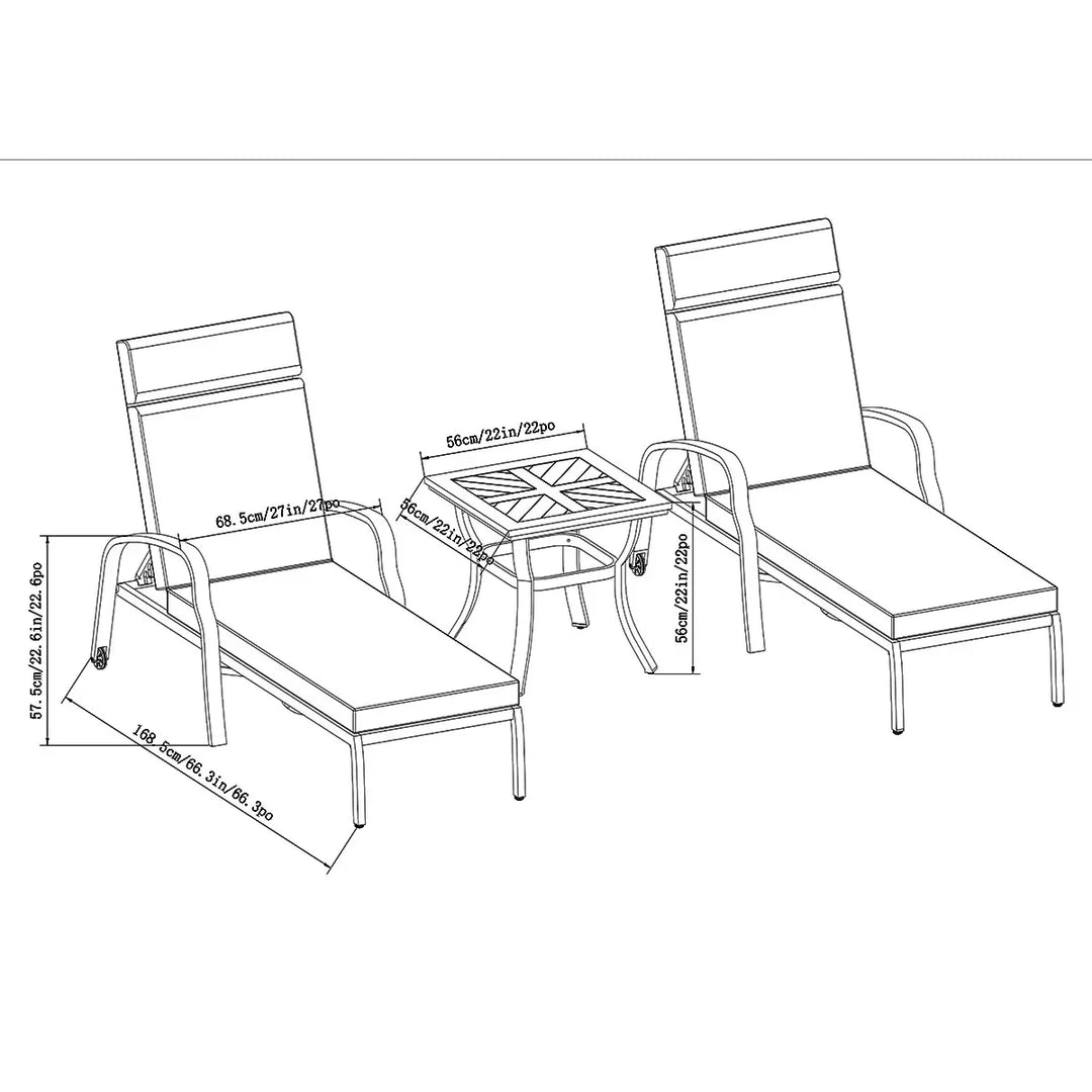 Sunvilla 3-Piece Cushioned Chaise Lounge Set