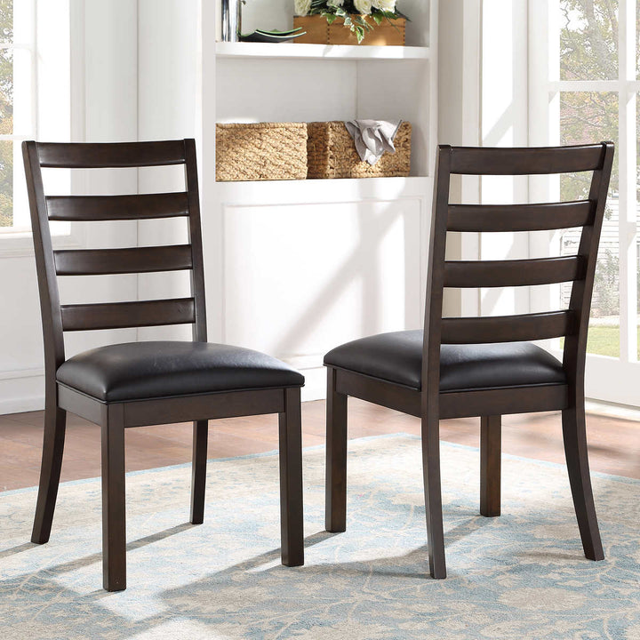 Set of 2 contemporary dining chairs with slats
