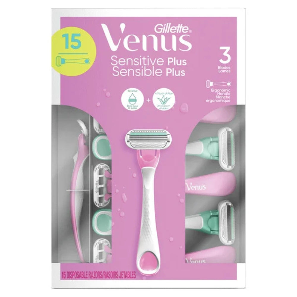 Gillette - Rasoirs jetables Venus Sensible pour femmes, 15 pièces