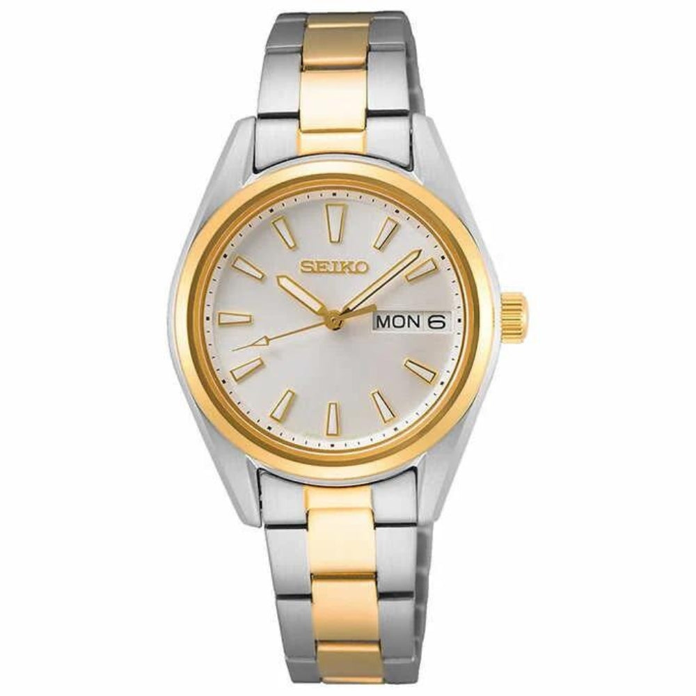 Seiko Two-Tone White Dial Watch SUR454P1F