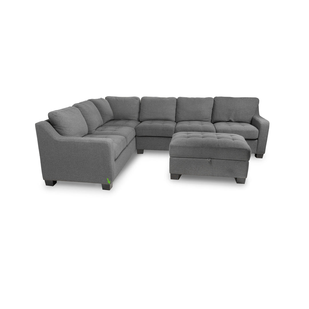 Thomasville 3-Piece Contemporary Fabric Sectional with Storage Ottoman
