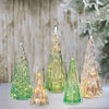 5 Christmas Trees with Green LED Lights