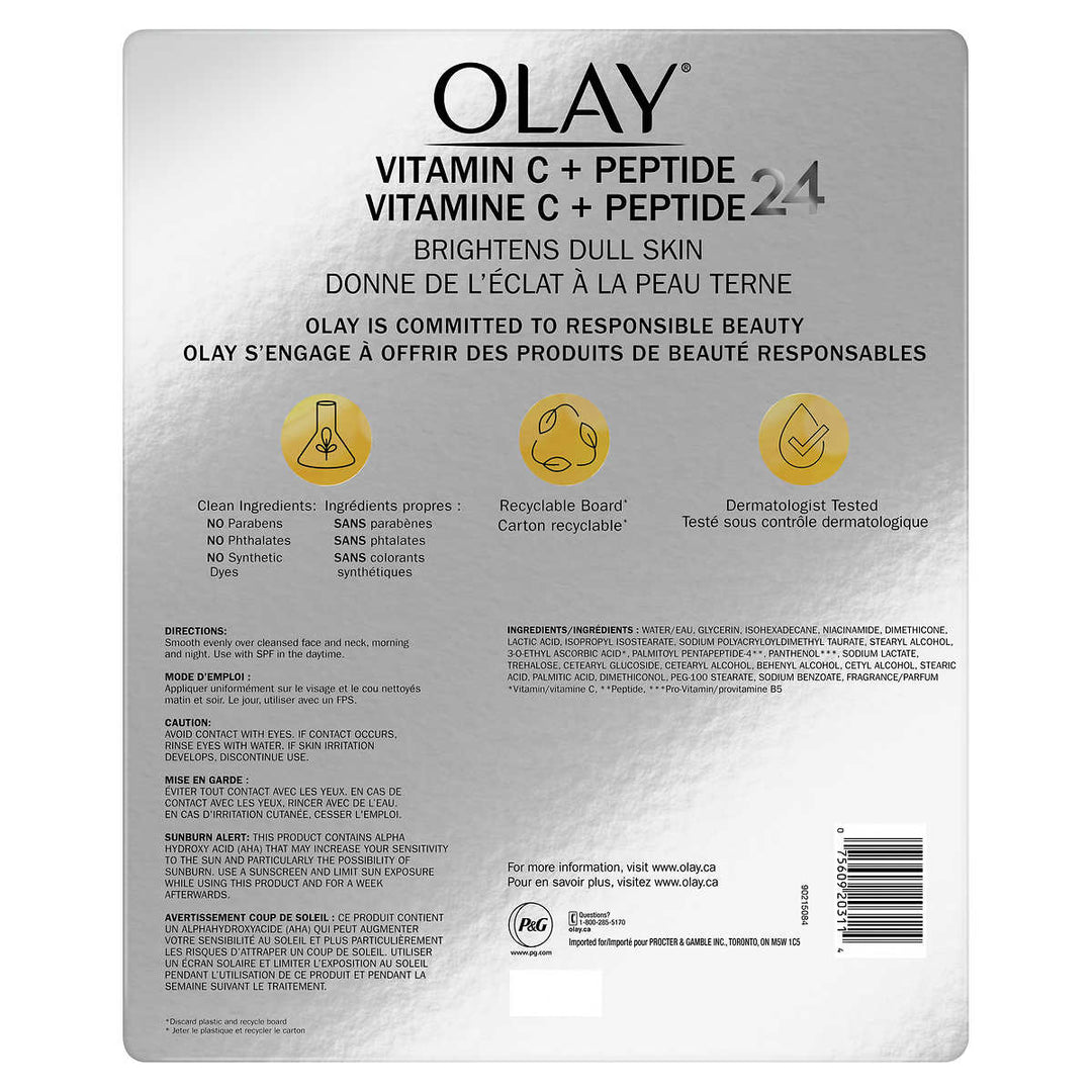 Olay Vitamin C + Peptide Replenisher 24 Hydrating Face Moisturizer - 2 x 50 ml