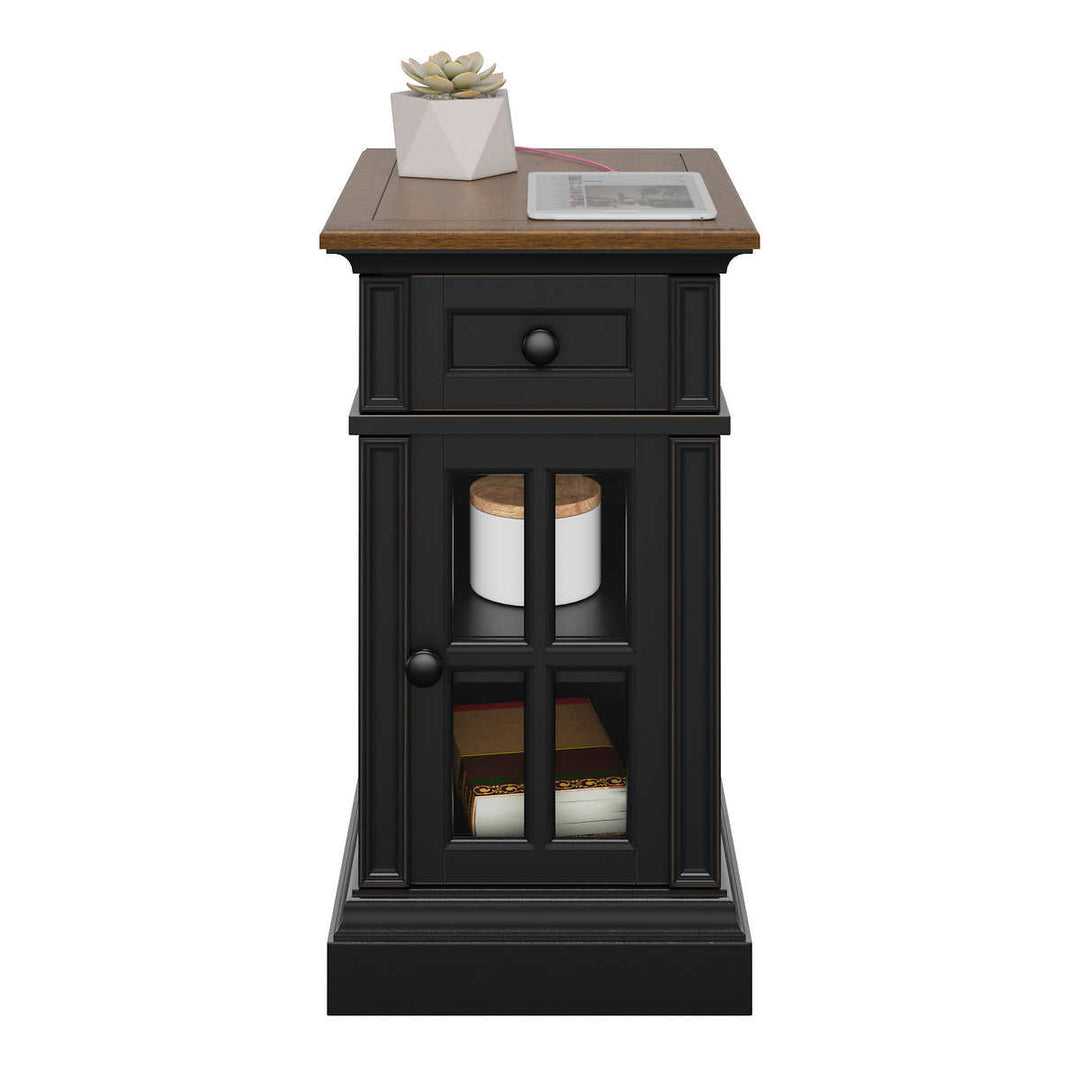 Tresanti - Black side table with power supply - Nathaniel