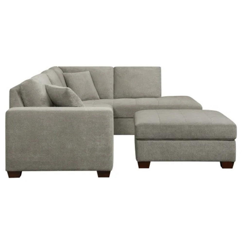 Thomasville Miles - 3-piece fabric sectional with right-facing configuration and storage ottoman