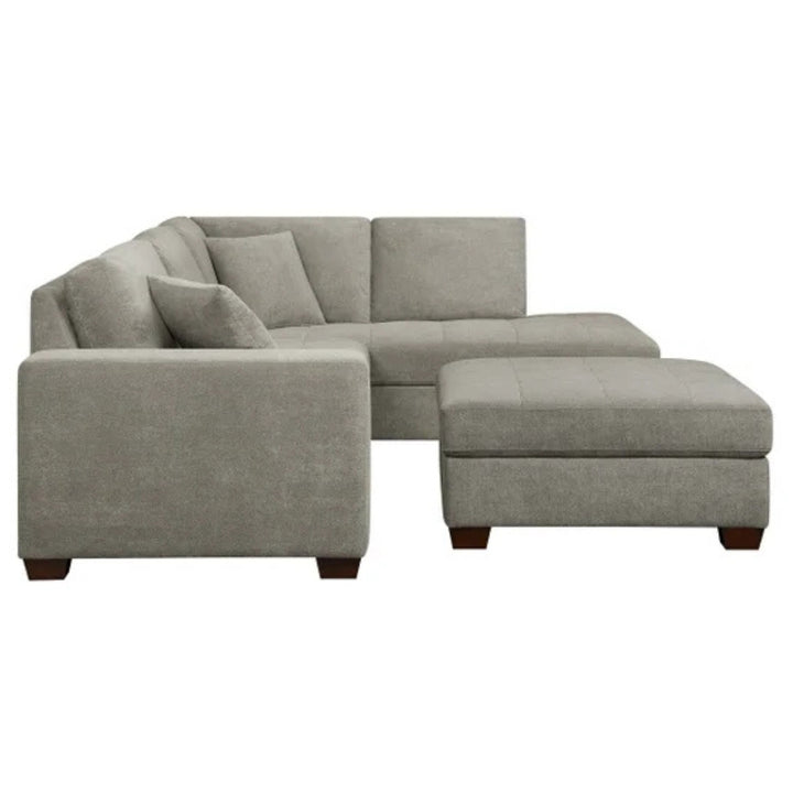Thomasville Miles - 3-piece fabric sectional with right-facing configuration and storage ottoman