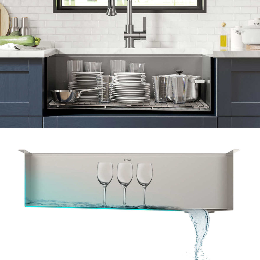 KRAUS - Évier encastré de 32 po avec robinet et accessoires