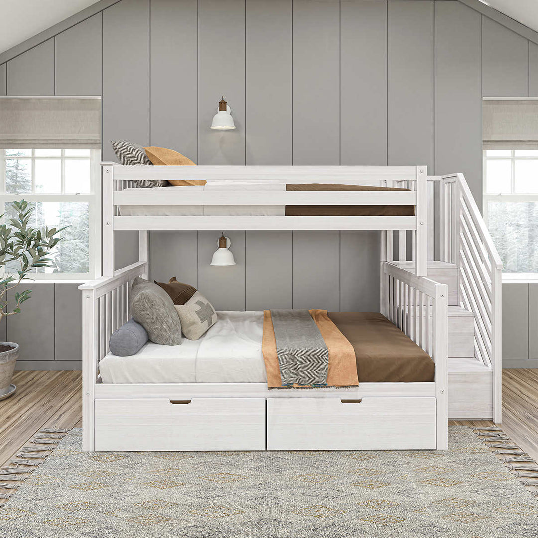Maxwood - Traditional bunk bed with stairs and storage drawers 