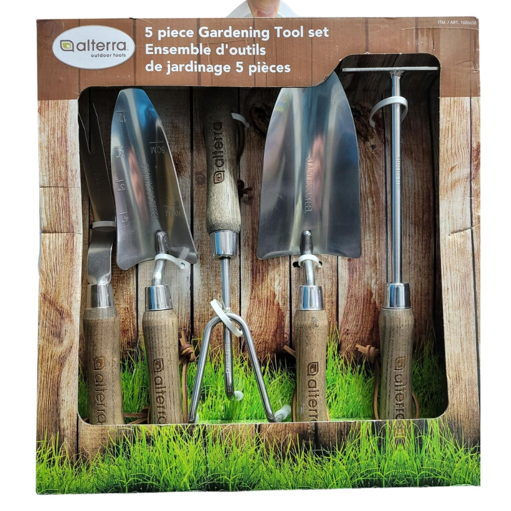 Alterra - Outils de jardinage et de pelouse en acier inoxydable 4 pièces