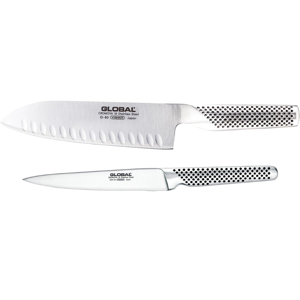 Global - Ensemble de 2 couteaux cannelés - Santoku