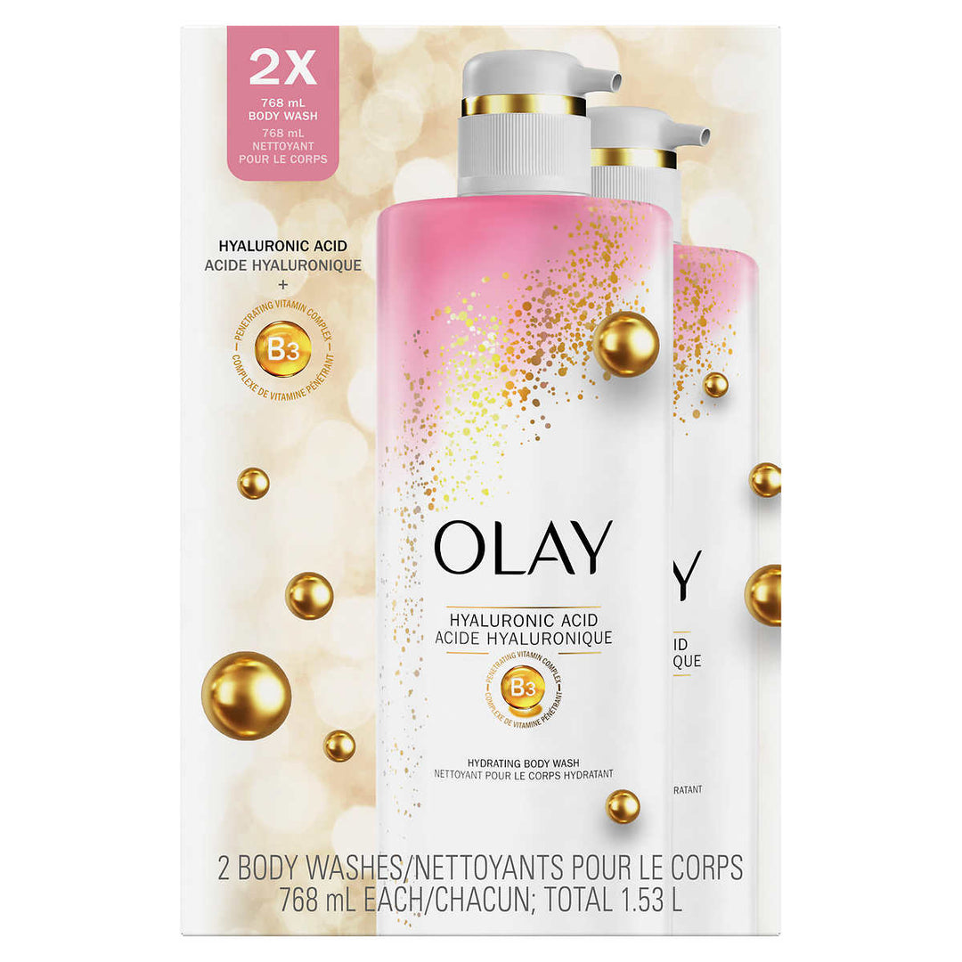 Olay Body Wash with Hyaluronic Acid, 2 x 768ml