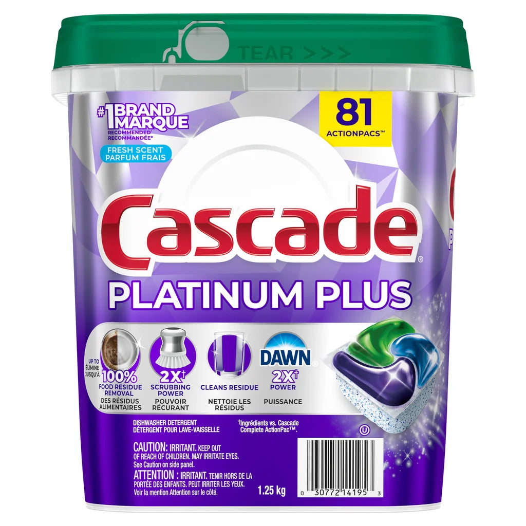 Cascade - Dishwasher Pods Platinum Plus, pack of 81
