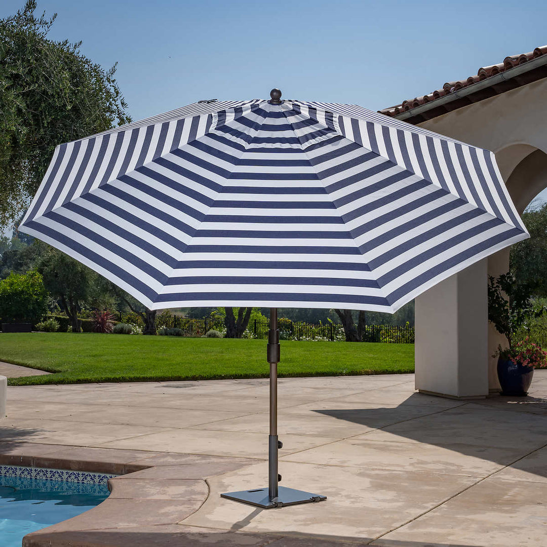 11 ft striped patio umbrella Sunvilla Round Cabana Stripe Aluminum Market Umbrella – CHAP Aubaines