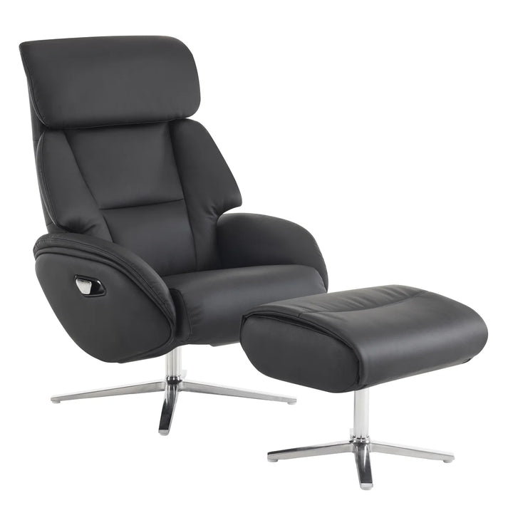 Dola Hills – Fauteuil inclinable en cuir pleine fleur avec ottoman