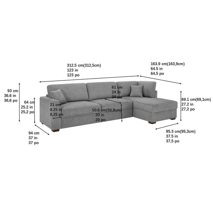 Thomasville - 2-Piece Convertible Fabric Sectional