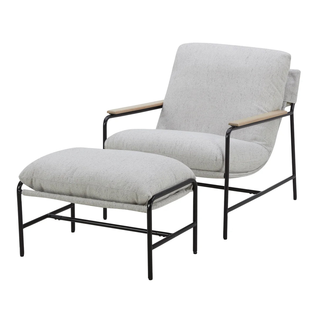 Aiden & Ivy – Fauteuil en tissu avec pouf