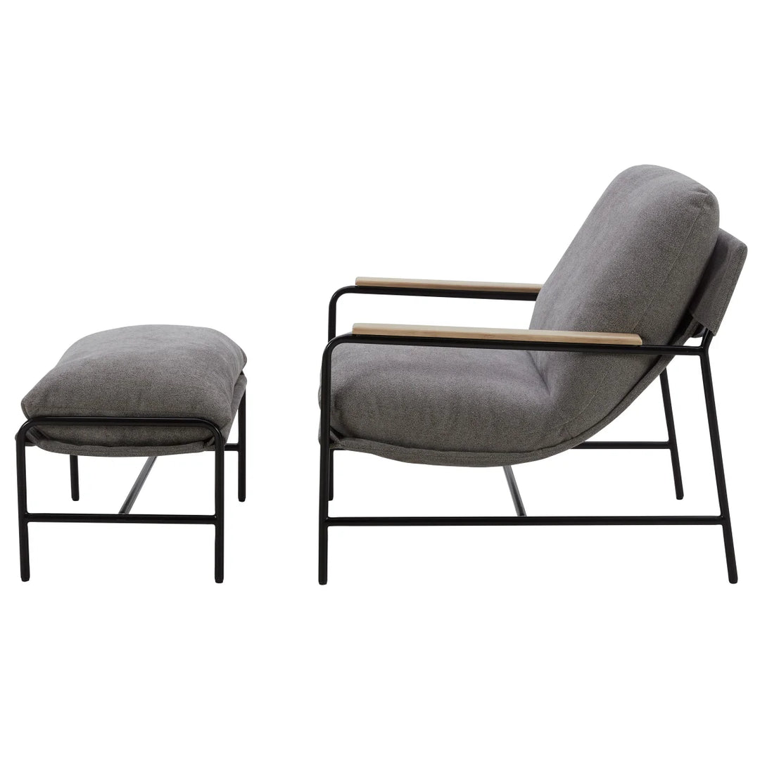 Aiden & Ivy – Fauteuil en tissu avec pouf