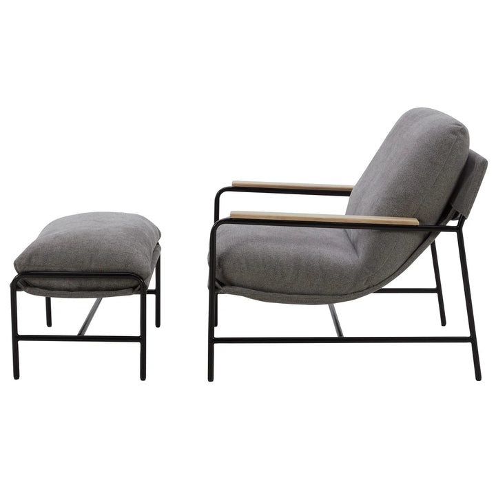 Aiden & Ivy – Fauteuil en tissu avec pouf