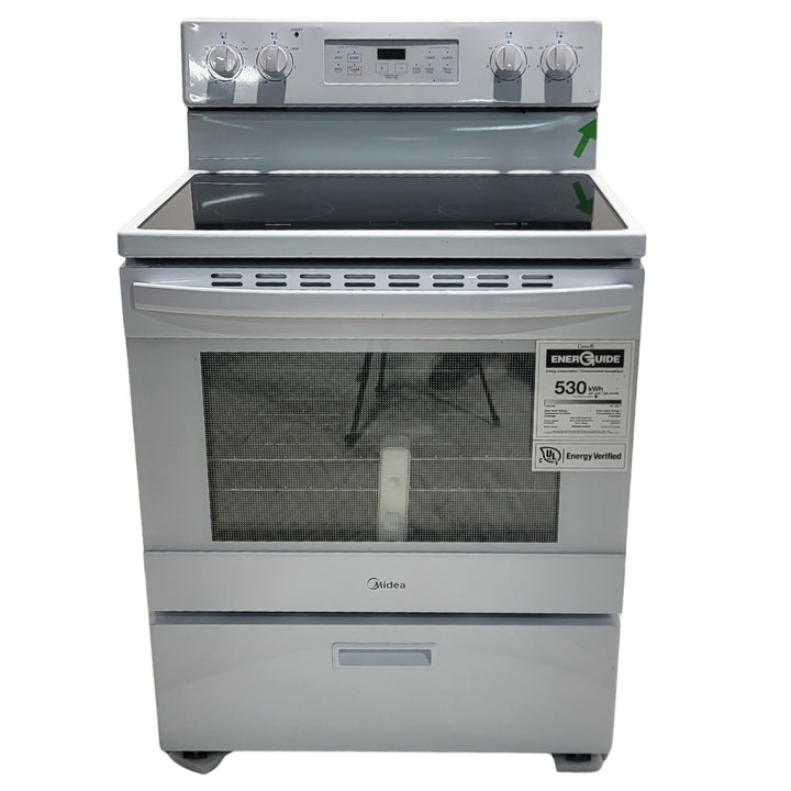 Midea - Cuisinière autoportante à surface de cuisson lisse de 30 po et 5,1 pi³