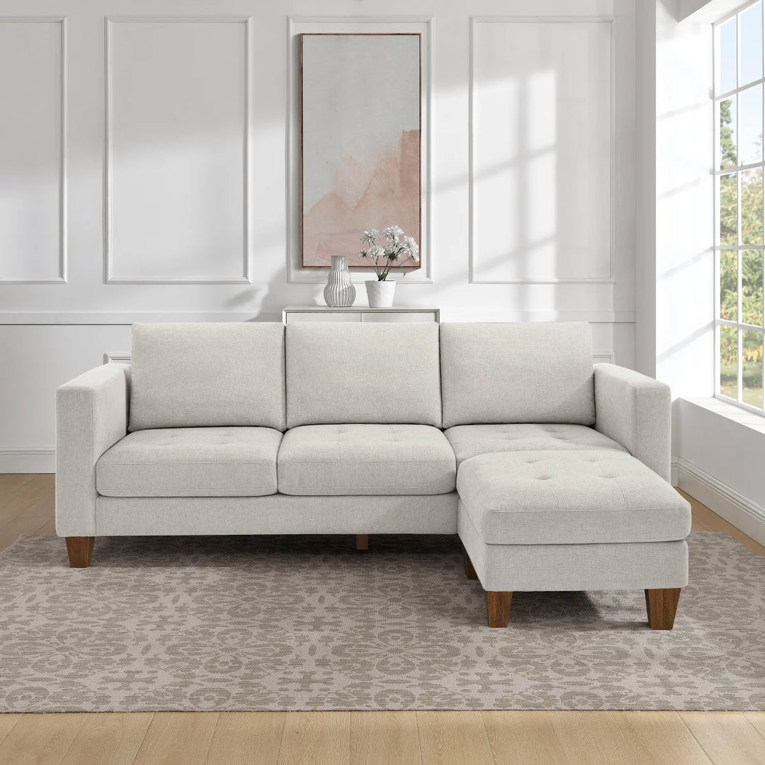 Thomasville - Canapé en tissu avec pouf