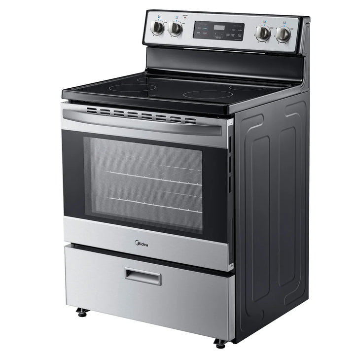 Midea - Cuisinière autoportante à surface de cuisson lisse de 30 po et 5,1 pi³