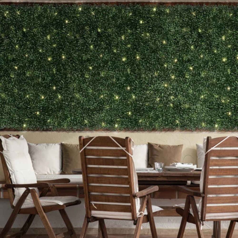Golden Select - Artificial Boxwood Hedge Panel with Lights, pack of 4