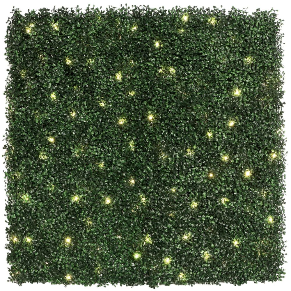 Golden Select - Artificial Boxwood Hedge Panel with Lights, pack of 4