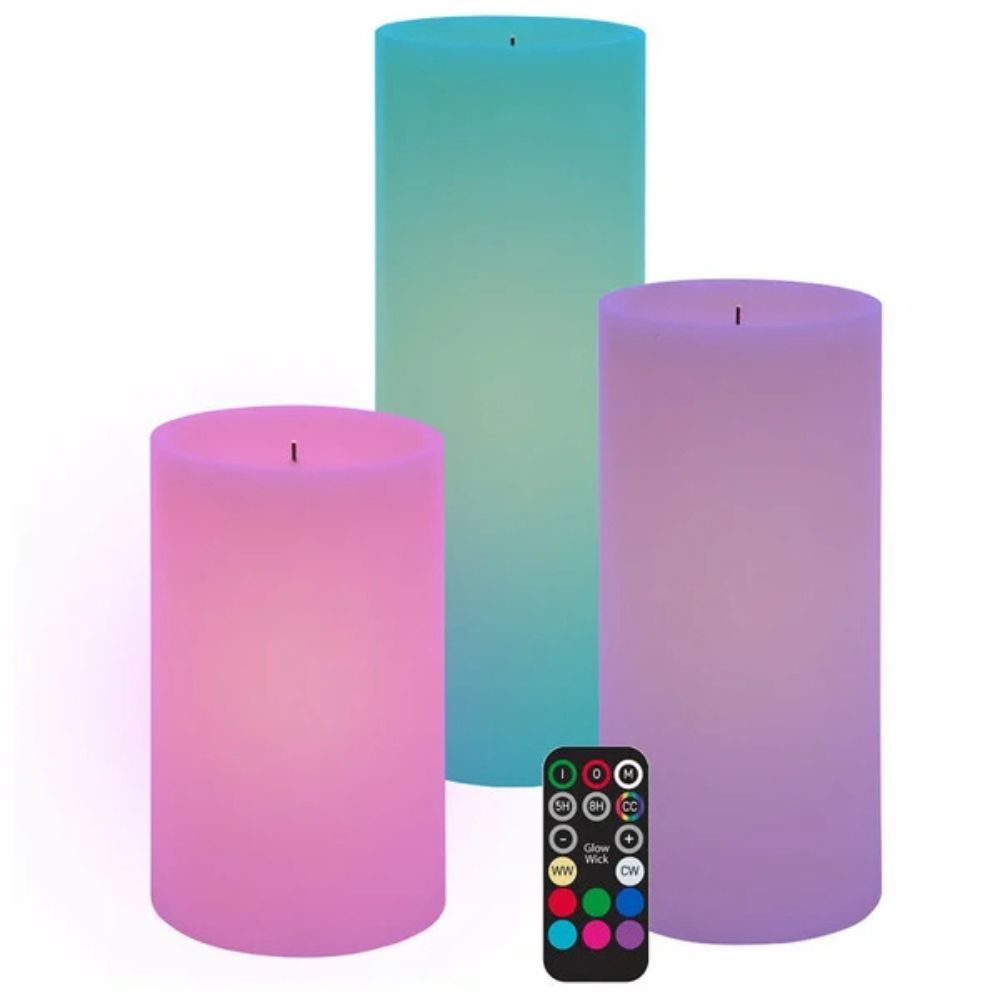 Glow Wick LED Color-Changing Wax Candle with Remote