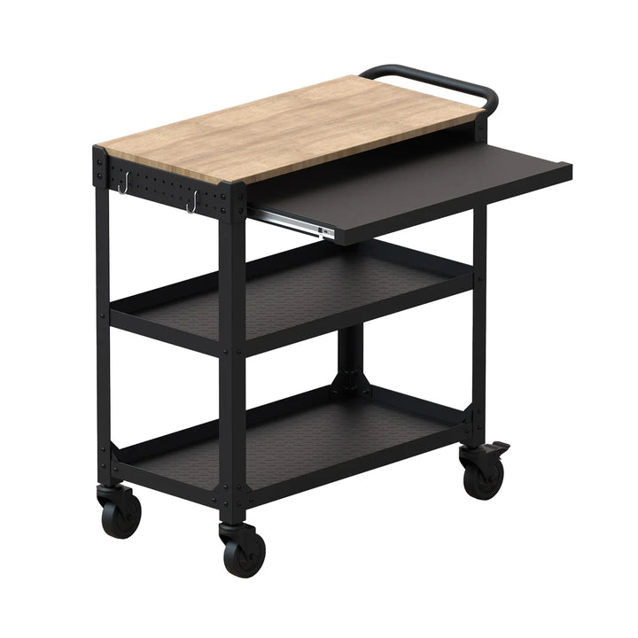 KODA 3-Shelf Utility Cart with Pull-Out Tray