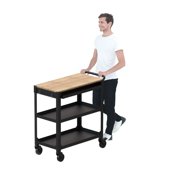 KODA 3-Shelf Utility Cart with Pull-Out Tray