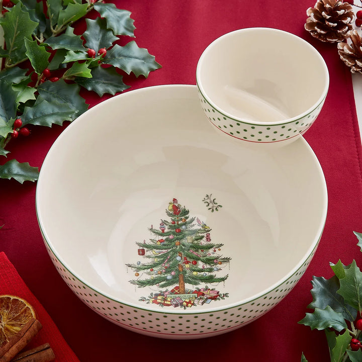 Christmas Tree Polka Dot Tiered Chip & Dip