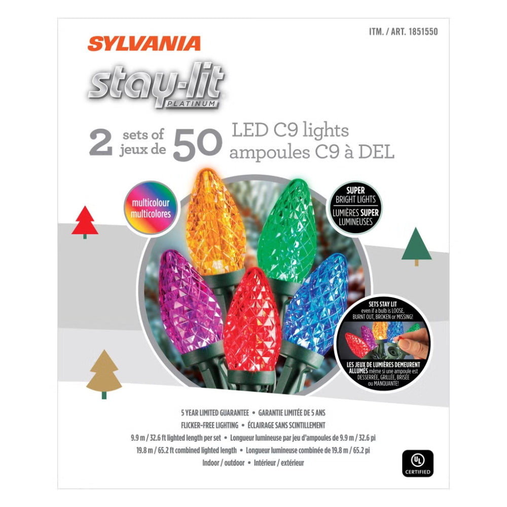 Sylvania- Ensemble de 2 guirlande de 50 lumières de Noël DEL C9