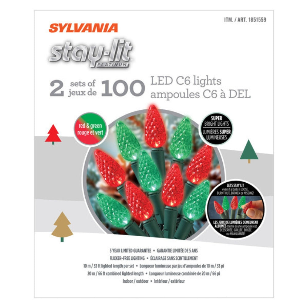Sylvania - Ampoules C6 à DELStay-lit - 2 jeux de 100