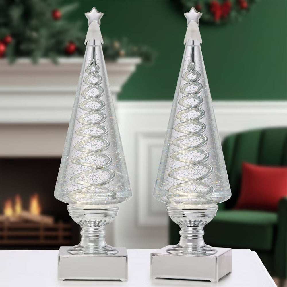 Ensemble de 2 sapins de Noël en spirale de 35.5 cm (14 po)