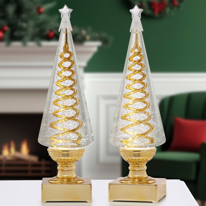 Ensemble de 2 sapins de Noël en spirale de 35.5 cm (14 po)