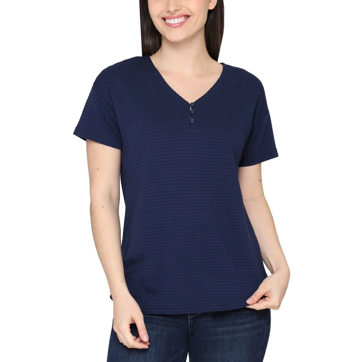 Talbots - Haut à encolure en V à 3 boutons