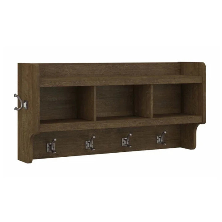 Bush Furniture Woodland - Wall-Mounted Coat Rack with Shelf
