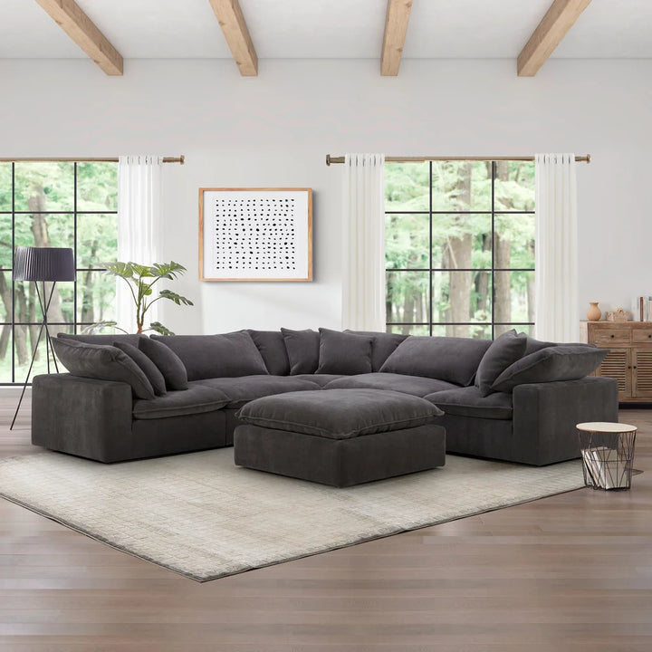 Aiden & Ivy - Sereen Fabric Sectional Sofa, 6 Pieces