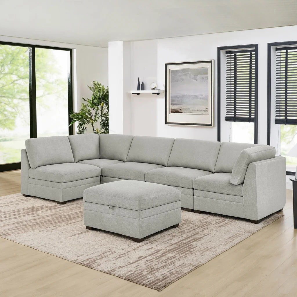 Thomasville - Tisdale Fabric Sectional with Storage Ottoman