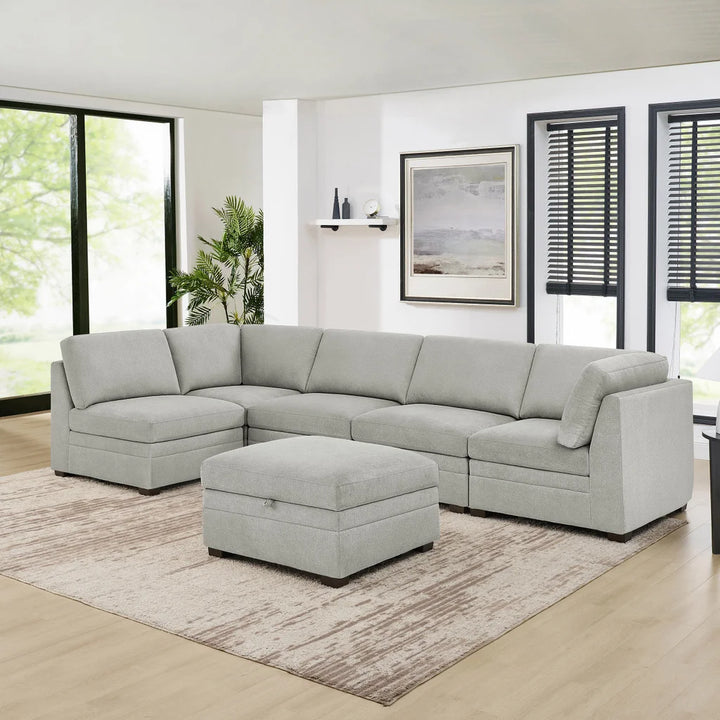 Thomasville - Tisdale Fabric Sectional with Storage Ottoman