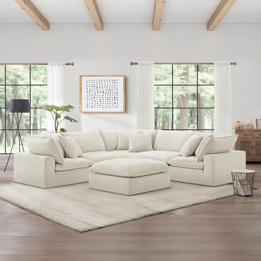 Aiden & Ivy - Sereen Fabric Sectional Sofa, 6 Pieces