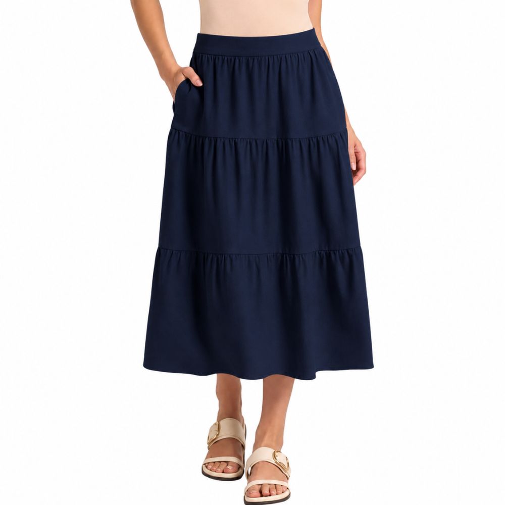 Matty M - Long ruffled skirt in linen blend