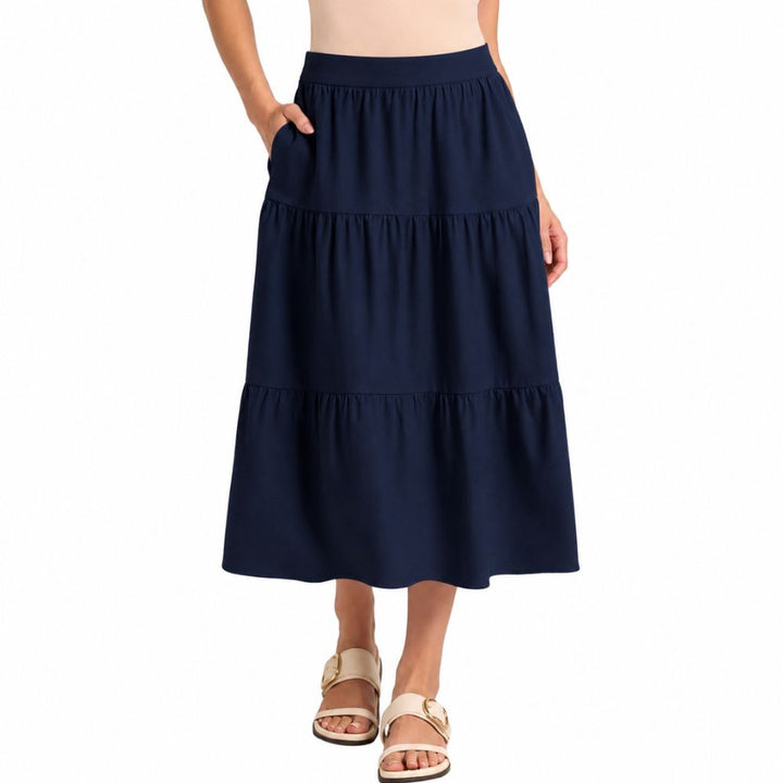 Matty M - Long ruffled skirt in linen blend