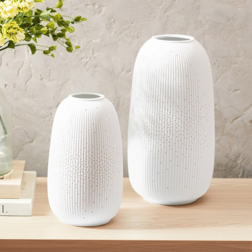 Evergreen - Lanterne à DEL en porcelaine, 2 pièces