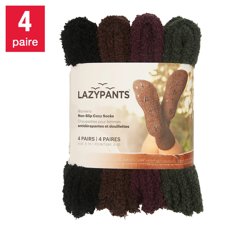 Lazypants - Chaussettes douillettes antidérapantes, 4 paires