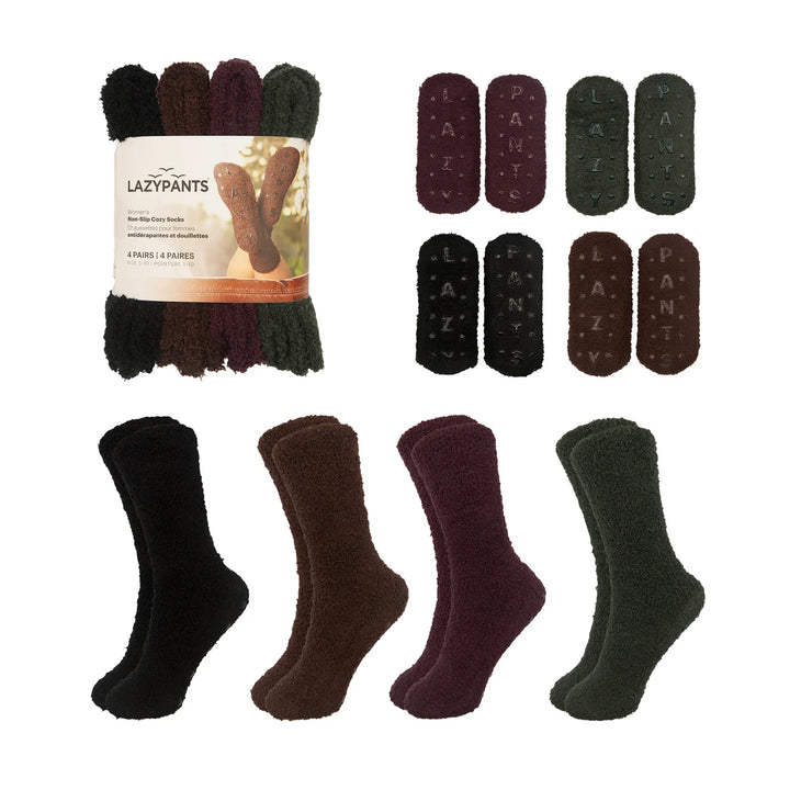 Lazypants - Chaussettes douillettes antidérapantes, 4 paires